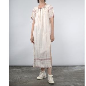 V de Vinster Cotton Kala Stripe Burgundy Tunic Dress Size M